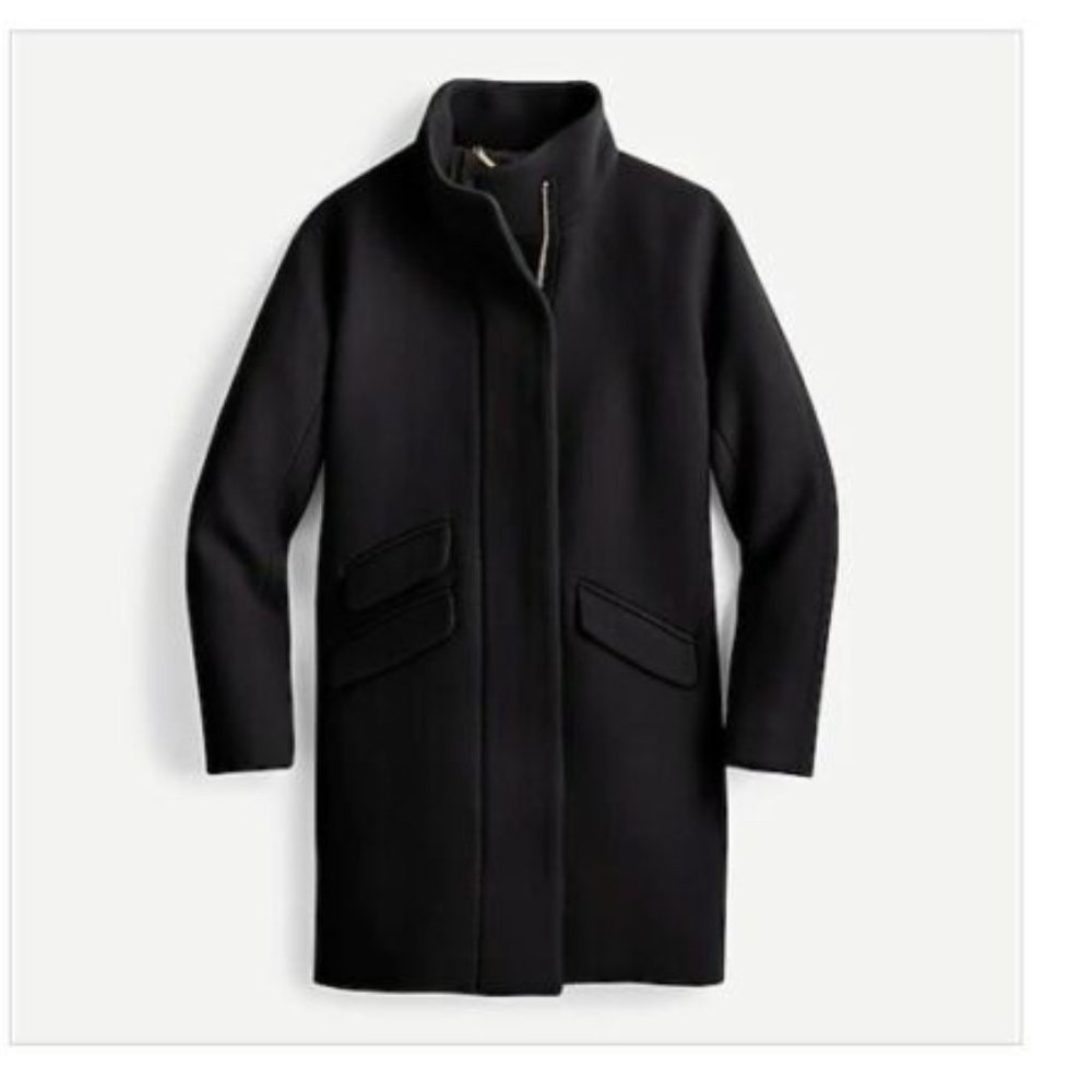 NWT-2,10-J.Crew Cocoon coat in Italian stadium-cloth wool - Black